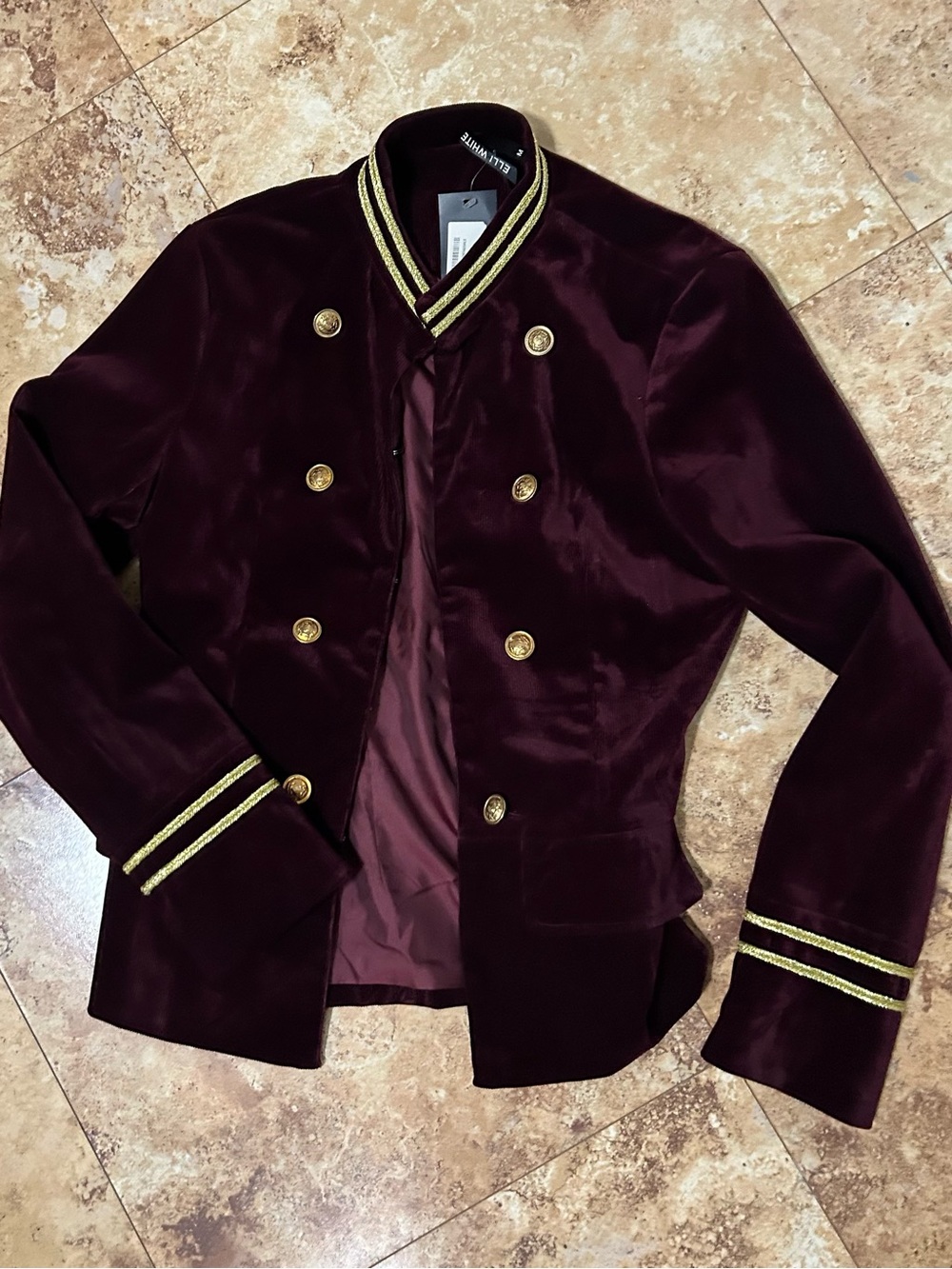 Corduroy Military Jacket - Burgundy